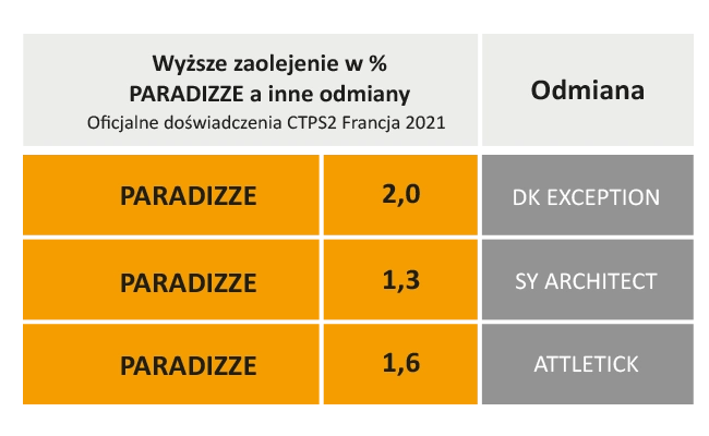 Wyzsze zaolejenie rgt paradizze w porownaniu do innych odmian